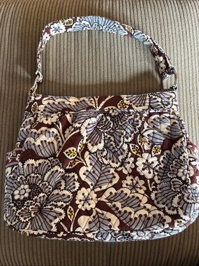 Vera Bradley Quilted Floral Shoulder Bag and Coin purse in Brown, Cream and Gray